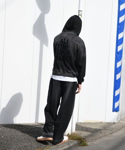 SUPERTHANKS(スーパーサンクス)の「オーバーダイ加工サイドタックワイドパンツ/Sun faded Sweat Side-tuck Wide Pants(スウェットパンツ・メンズ・ブラック/ブラウン・S/M/L)」の5枚目の写真