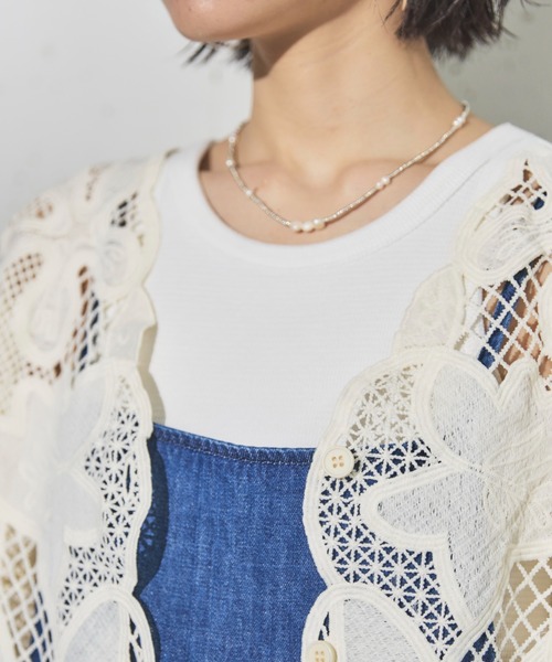 Doux archives（ドゥアルシーヴ）の「かぎ針レースカーディガン（カーディガン/ボレロ・レディース・アイボリー/ブラック・FREE）」の6枚目の写真