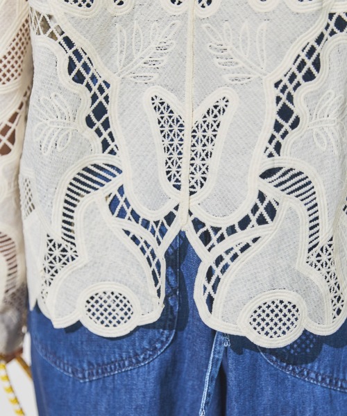 Doux archives（ドゥアルシーヴ）の「かぎ針レースカーディガン（カーディガン/ボレロ・レディース・アイボリー/ブラック・FREE）」の9枚目の写真