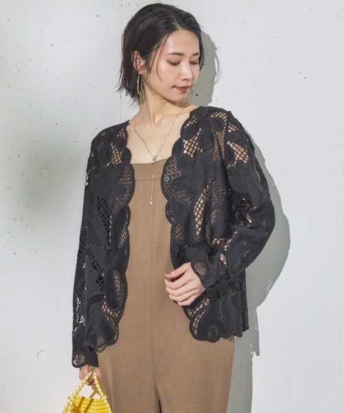 Doux archives（ドゥアルシーヴ）の「かぎ針レースカーディガン（カーディガン/ボレロ・レディース・アイボリー/ブラック・FREE）」の17枚目の写真