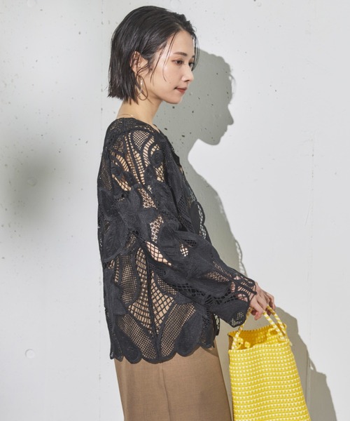 Doux archives（ドゥアルシーヴ）の「かぎ針レースカーディガン（カーディガン/ボレロ・レディース・アイボリー/ブラック・FREE）」の20枚目の写真