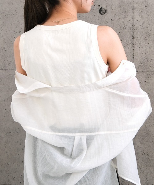 aquagarage(アクアガレージ)の「テレコリブタンクトップ(タンクトップ・レディース・ブラック/ホワイト/チャコール/ブラウン/ライトグレー・FREE)」の7枚目の写真