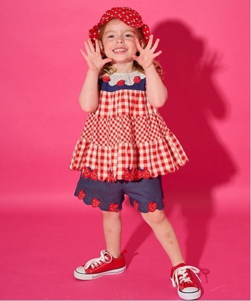 baby cheer(ベイビーチアー)の「いちごショートパンツ(その他パンツ・キッズ・ネイビー/ピンク・120cm/100cm/110cm/90cm/80cm)」の2枚目の写真