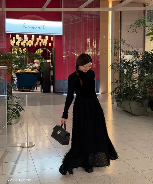 RANCLIC(ランクリック)の「バックリボンフリンジジャカードドレス(ワンピース・レディース・ブラック・FREE)」の11枚目の写真
