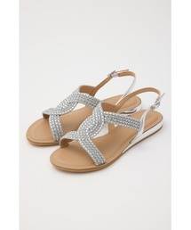 STACCARTシルバー ビジューサンダル STACCATO(スタッカート)｜ボーアンビジューサンダル/シルバー の