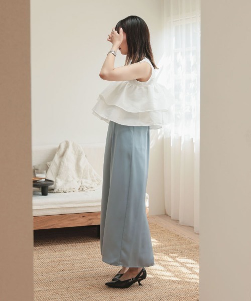 DONOBAN（ドノバン）の「シャイニーフレアノースリーブ（Tシャツ/カットソー・レディース・ブラック/ライトブルー/ライトピンク/ホワイト・ONE）」の15枚目の写真