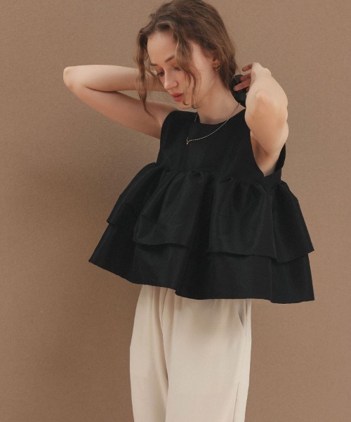 DONOBAN（ドノバン）の「シャイニーフレアノースリーブ（Tシャツ/カットソー・レディース・ブラック/ライトブルー/ライトピンク/ホワイト・ONE）」の5枚目の写真