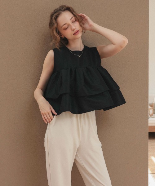 DONOBAN（ドノバン）の「シャイニーフレアノースリーブ（Tシャツ/カットソー・レディース・ブラック/ライトブルー/ライトピンク/ホワイト・ONE）」の6枚目の写真