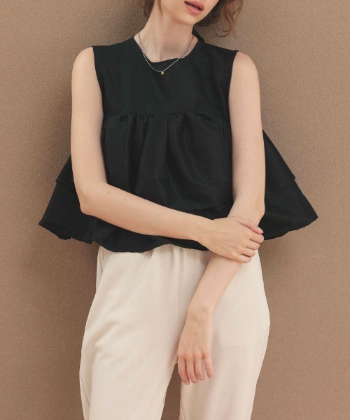 DONOBAN（ドノバン）の「シャイニーフレアノースリーブ（Tシャツ/カットソー・レディース・ブラック/ライトブルー/ライトピンク/ホワイト・ONE）」の8枚目の写真