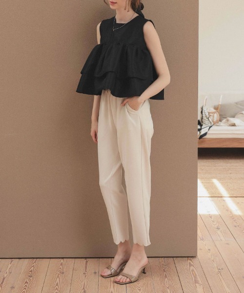 DONOBAN（ドノバン）の「シャイニーフレアノースリーブ（Tシャツ/カットソー・レディース・ブラック/ライトブルー/ライトピンク/ホワイト・ONE）」の10枚目の写真