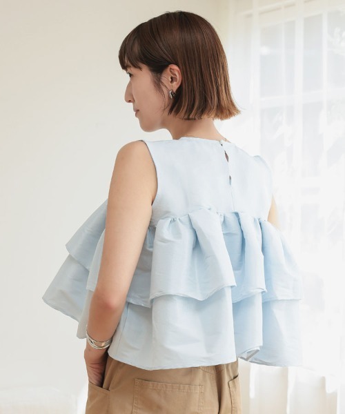 DONOBAN（ドノバン）の「シャイニーフレアノースリーブ（Tシャツ/カットソー・レディース・ブラック/ライトブルー/ライトピンク/ホワイト・ONE）」の22枚目の写真