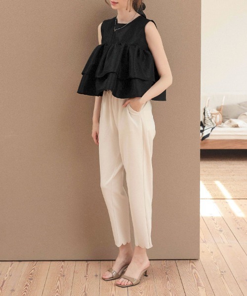 DONOBAN（ドノバン）の「シャイニーフレアノースリーブ（Tシャツ/カットソー・レディース・ブラック/ライトブルー/ライトピンク/ホワイト・ONE）」の13枚目の写真