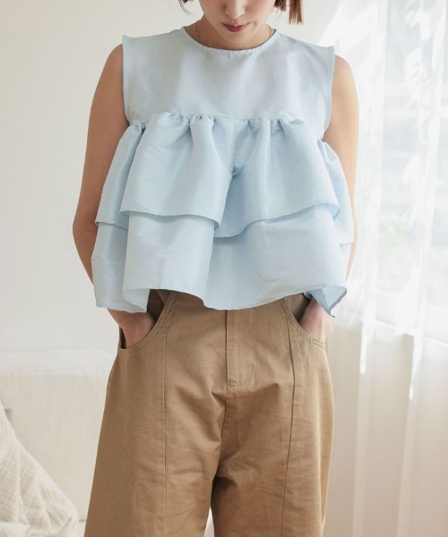 DONOBAN（ドノバン）の「シャイニーフレアノースリーブ（Tシャツ/カットソー・レディース・ブラック/ライトブルー/ライトピンク/ホワイト・ONE）」の21枚目の写真