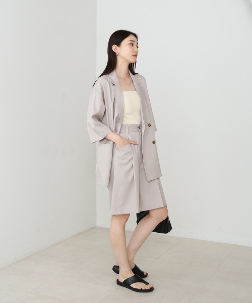 Bab(バブ)の「ハーフスリーブダブルテーラージャケット(テーラードジャケット・レディース・ホワイト系その他/ブラック・M)」の4枚目の写真