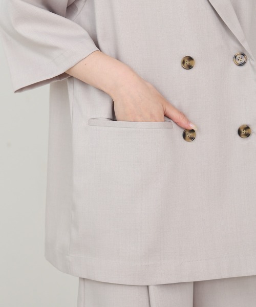 Bab(バブ)の「ハーフスリーブダブルテーラージャケット(テーラードジャケット・レディース・ホワイト系その他/ブラック・M)」の10枚目の写真
