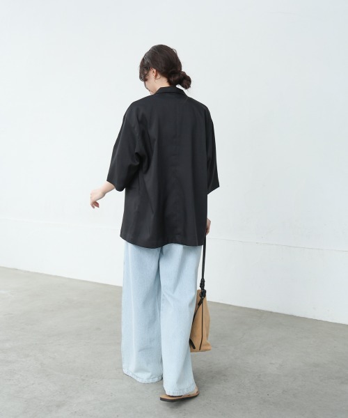 Bab(バブ)の「ハーフスリーブダブルテーラージャケット(テーラードジャケット・レディース・ホワイト系その他/ブラック・M)」の14枚目の写真