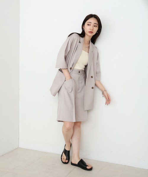 Bab(バブ)の「ハーフスリーブダブルテーラージャケット(テーラードジャケット・レディース・ホワイト系その他/ブラック・M)」の18枚目の写真