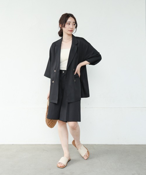 Bab(バブ)の「ハーフスリーブダブルテーラージャケット(テーラードジャケット・レディース・ホワイト系その他/ブラック・M)」の20枚目の写真