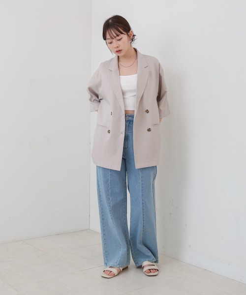 Bab(バブ)の「ハーフスリーブダブルテーラージャケット(テーラードジャケット・レディース・ホワイト系その他/ブラック・M)」の17枚目の写真