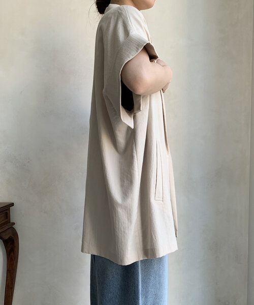 DouDou ビッグスリーブレスジャケット　ベスト　ジレ　　ベージュ DouDou ビッグスリーブレスジャケット ベスト ジレ ベージュ