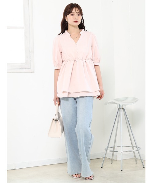 セール】ウエスト切替5分袖チュニック（シャツ/ブラウス）｜fifth