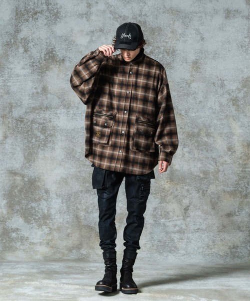 glamb（グラム）の「4XL Stand Collar Shirt / 4エックスエルスタンドカラーシャツ（シャツ/ブラウス・メンズ・ブラウン/ブラック・FREE）」の10枚目の写真