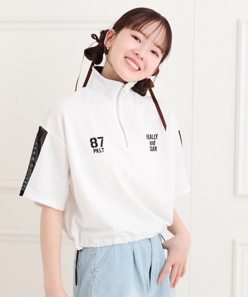 セール】メッシュ切替ハーフジッププルオーバー（Tシャツ
