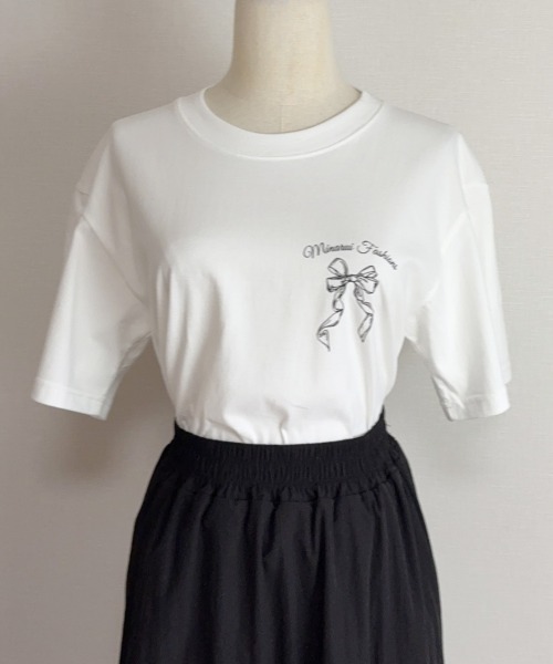 shoppinggo(ショッピングゴー)の「リボンロゴTシャツ(Tシャツ/カットソー・レディース・ホワイト・M)」の8枚目の写真