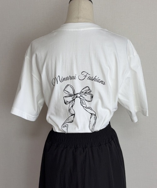 shoppinggo(ショッピングゴー)の「リボンロゴTシャツ(Tシャツ/カットソー・レディース・ホワイト・M)」の4枚目の写真