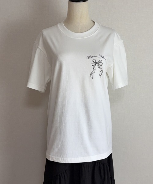 shoppinggo(ショッピングゴー)の「リボンロゴTシャツ(Tシャツ/カットソー・レディース・ホワイト・M)」の3枚目の写真