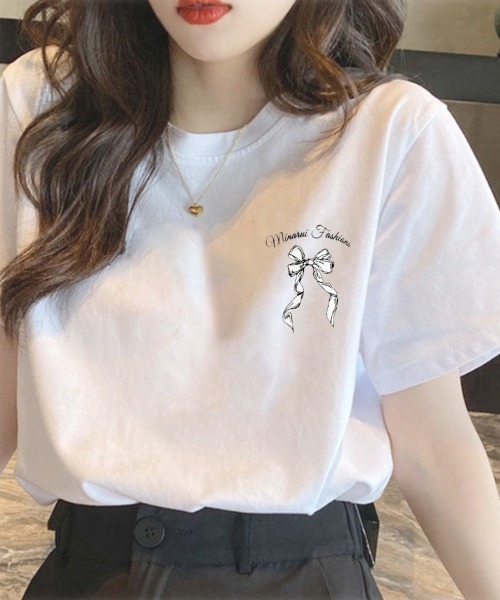 shoppinggo(ショッピングゴー)の「リボンロゴTシャツ(Tシャツ/カットソー・レディース・ホワイト・M)」の11枚目の写真