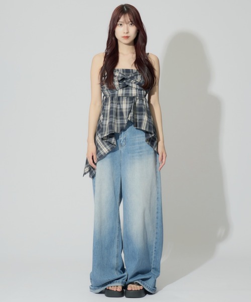 anチェックリボンキャミソールタミニドレス Check Ribbon Camisole Dress / チェックリボンキャミソール