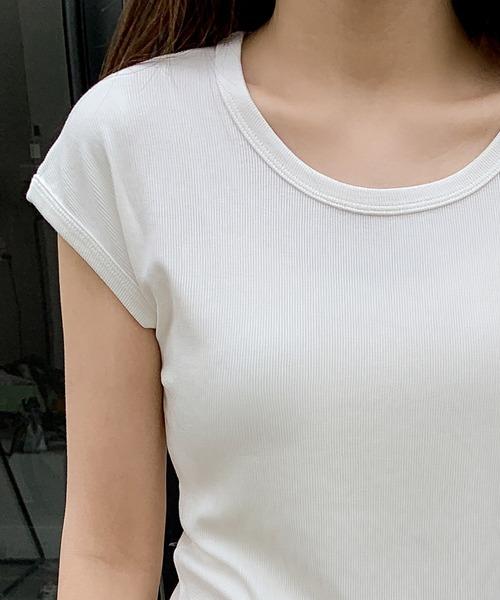 LOWO(ロワ)の「フレンチスリーブTシャツ カットソー(Tシャツ/カットソー・レディース・ホワイト/チャコールグレー/ブラック・FREE)」の14枚目の写真