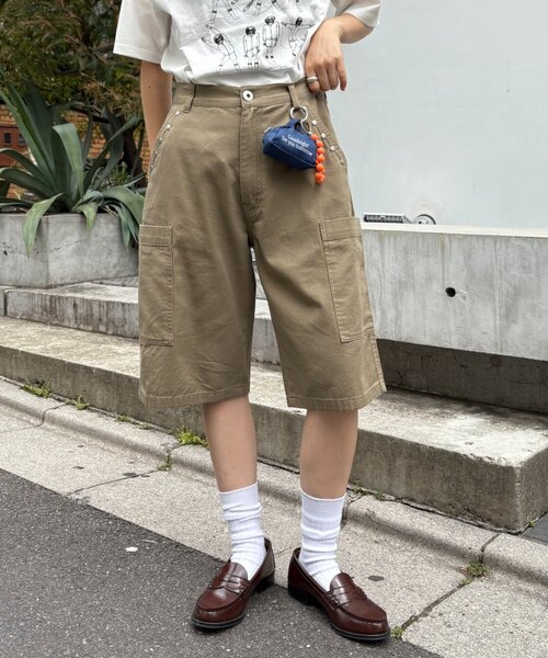 CIAOPANIC TYPY（チャオパニックティピー）の「【UNISEX】ハーフスタッズカーゴパンツ（カーゴパンツ・レディース・ベージュ/ホワイト/ブラック・MEDIUM/LARGE）」の13枚目の写真