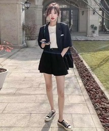 urge：（アージコロン ）の「【URGE：】テーラードジャケット 半袖 ショート丈パンツ セットアップ２点セット（セットアップ）」