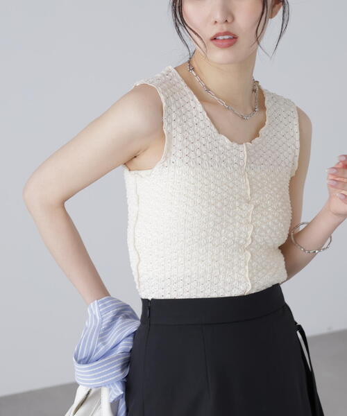 FREE'S MART（フリーズマート）の「メローノースリカットソー（タンクトップ・レディース・ブルー/ブラック/ホワイト・FREE）」の13枚目の写真