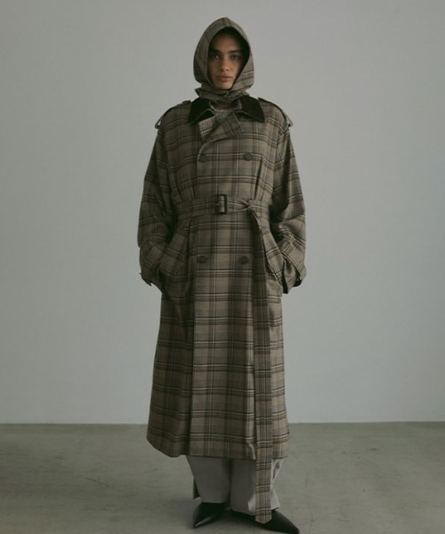 フードストールロングトレンチコート（トレンチコート）｜ETRE TOKYO
