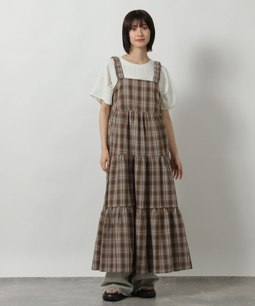 LAKOLE（ラコレ）の「オンブレチェックワンピース / 494989（ワンピース・レディース・ブラウン/ブラック・FREE）」の2枚目の写真