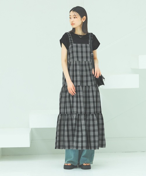 LAKOLE（ラコレ）の「オンブレチェックワンピース / 494989（ワンピース・レディース・ブラウン/ブラック・FREE）」の3枚目の写真