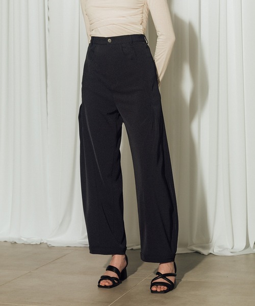CITY TOKYO(シティトウキョウ)の「【CITY TOKYO/シティートウキョウ】Twill Barrel Leg Pants/ツイルバレルレッグパンツ(その他パンツ・レディース・ダークグレー/キナリ/ブラック・2/1)」の3枚目の写真