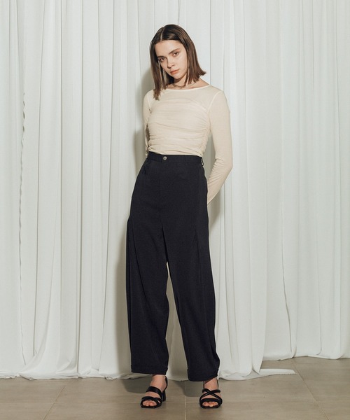 CITY TOKYO(シティトウキョウ)の「【CITY TOKYO/シティートウキョウ】Twill Barrel Leg Pants/ツイルバレルレッグパンツ(その他パンツ・レディース・ダークグレー/キナリ/ブラック・2/1)」の11枚目の写真