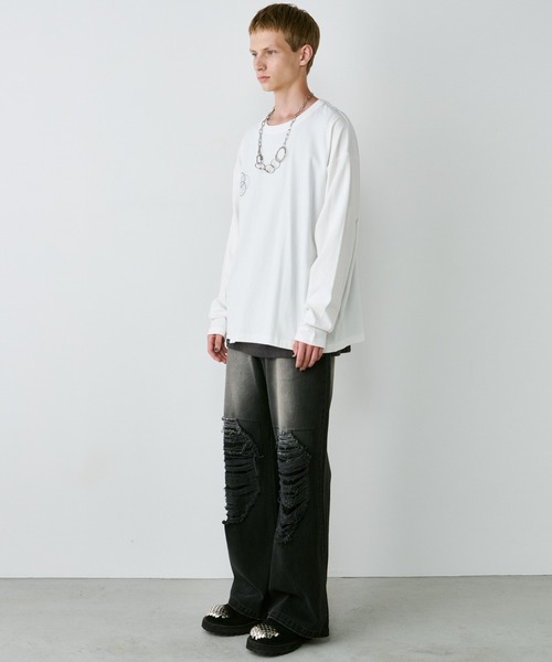 AIVER（アイバー）の「AIVER　エラープリントL/S TEE（Tシャツ/カットソー・メンズ・ブラック/ホワイト/チャコールグレー・LARGE/MEDIUM/SMALL）」の11枚目の写真