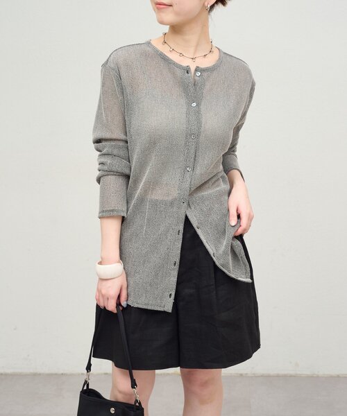 Omekashi(オメカシ)の「リネンショートパンツ(その他パンツ・レディース・ベージュ/ブラック・36/38)」の4枚目の写真