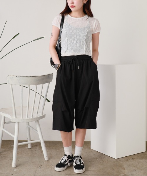 ROOPTOKYO（ループトウキョウ）の「ワイドシルエット リベットハーフカーゴパンツ（カーゴパンツ・メンズ・ブラック/ホワイト・L/M）」の20枚目の写真