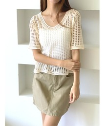 MINS MINIS（ミンスミニス）の「メッシュニットプルオーバー（ニット/セーター）」