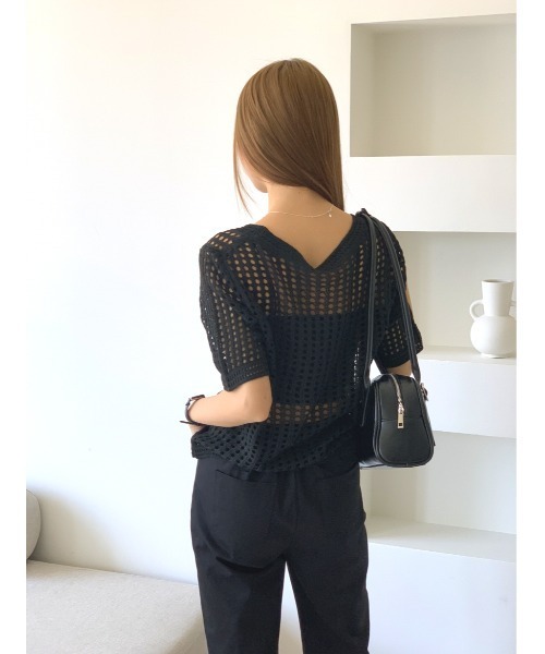 MINS MINIS（ミンスミニス）の「メッシュニットプルオーバー（ニット/セーター・レディース・ホワイト/ベージュ/ブラック・FREE）」の17枚目の写真