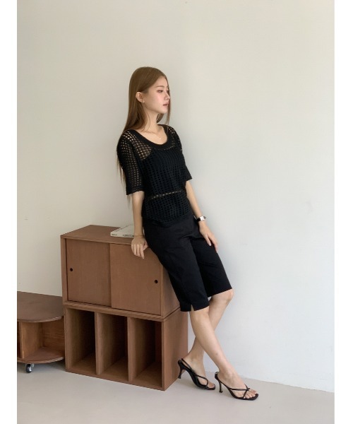 MINS MINIS（ミンスミニス）の「メッシュニットプルオーバー（ニット/セーター・レディース・ホワイト/ベージュ/ブラック・FREE）」の12枚目の写真