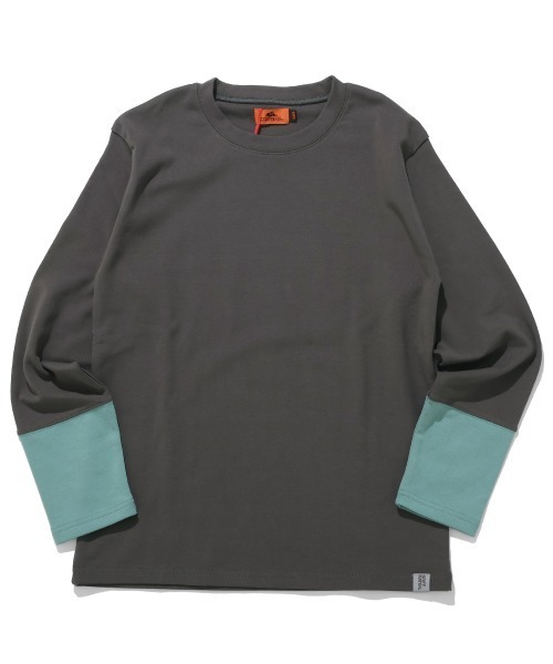 KRIFF MAYER Kid's Collection（クリフメイヤーキッズコレクション）の「【裏微起毛･伸縮性･ストレッチ】のびふわ袖切替Tシャツ（Tシャツ/カットソー・キッズ・ピンク/ライトグリーン/チャコール/グレー/ブルー・120/130/140/150/160/170）」の3枚目の写真