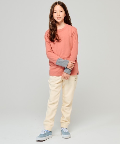 KRIFF MAYER Kid's Collection（クリフメイヤーキッズコレクション）の「【裏微起毛･伸縮性･ストレッチ】のびふわ袖切替Tシャツ（Tシャツ/カットソー・キッズ・ピンク/ライトグリーン/チャコール/グレー/ブルー・120/130/140/150/160/170）」の7枚目の写真