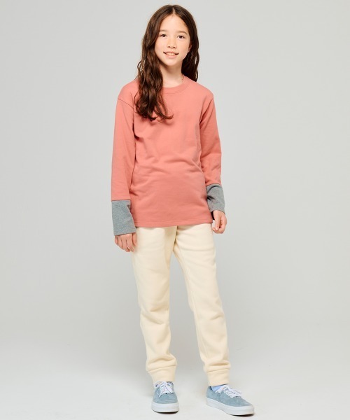 KRIFF MAYER Kid's Collection（クリフメイヤーキッズコレクション）の「【裏微起毛･伸縮性･ストレッチ】のびふわ袖切替Tシャツ（Tシャツ/カットソー・キッズ・ピンク/ライトグリーン/チャコール/グレー/ブルー・120/130/140/150/160/170）」の12枚目の写真